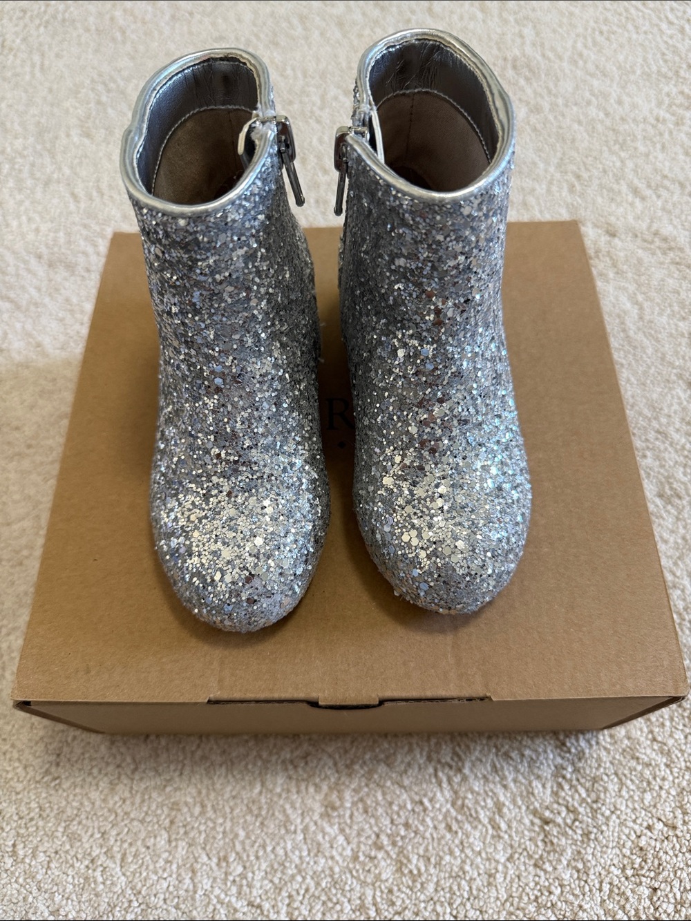 Crewcuts Silver Glitter Heeled Bootie
